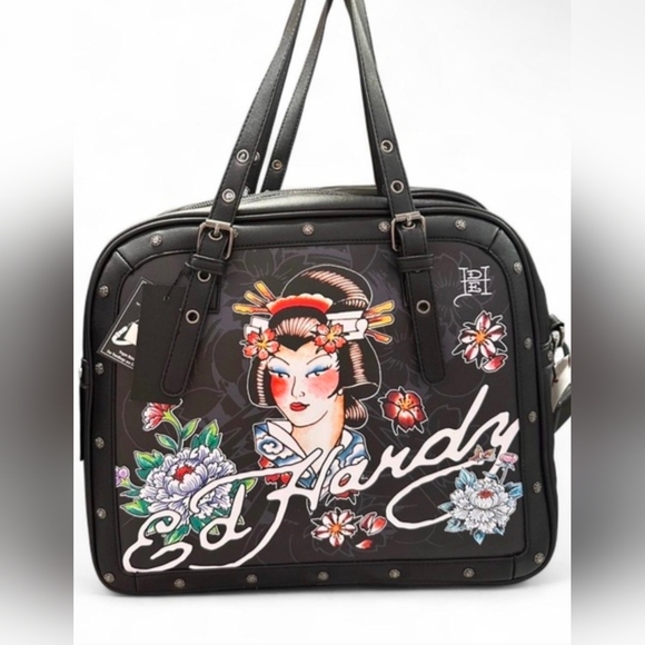 Ed Hardy Handbags - Ed Hardy Black Geisha Japanese Bag